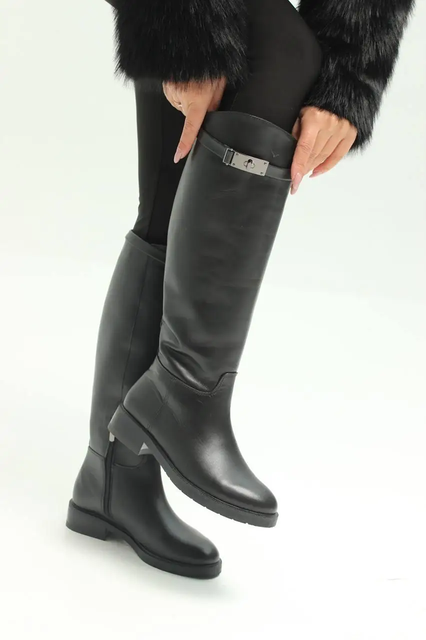 Сапоги женские NEW STYLE 2555/2 черные (зима евро-мех, кожа натуральная) (5754) 36