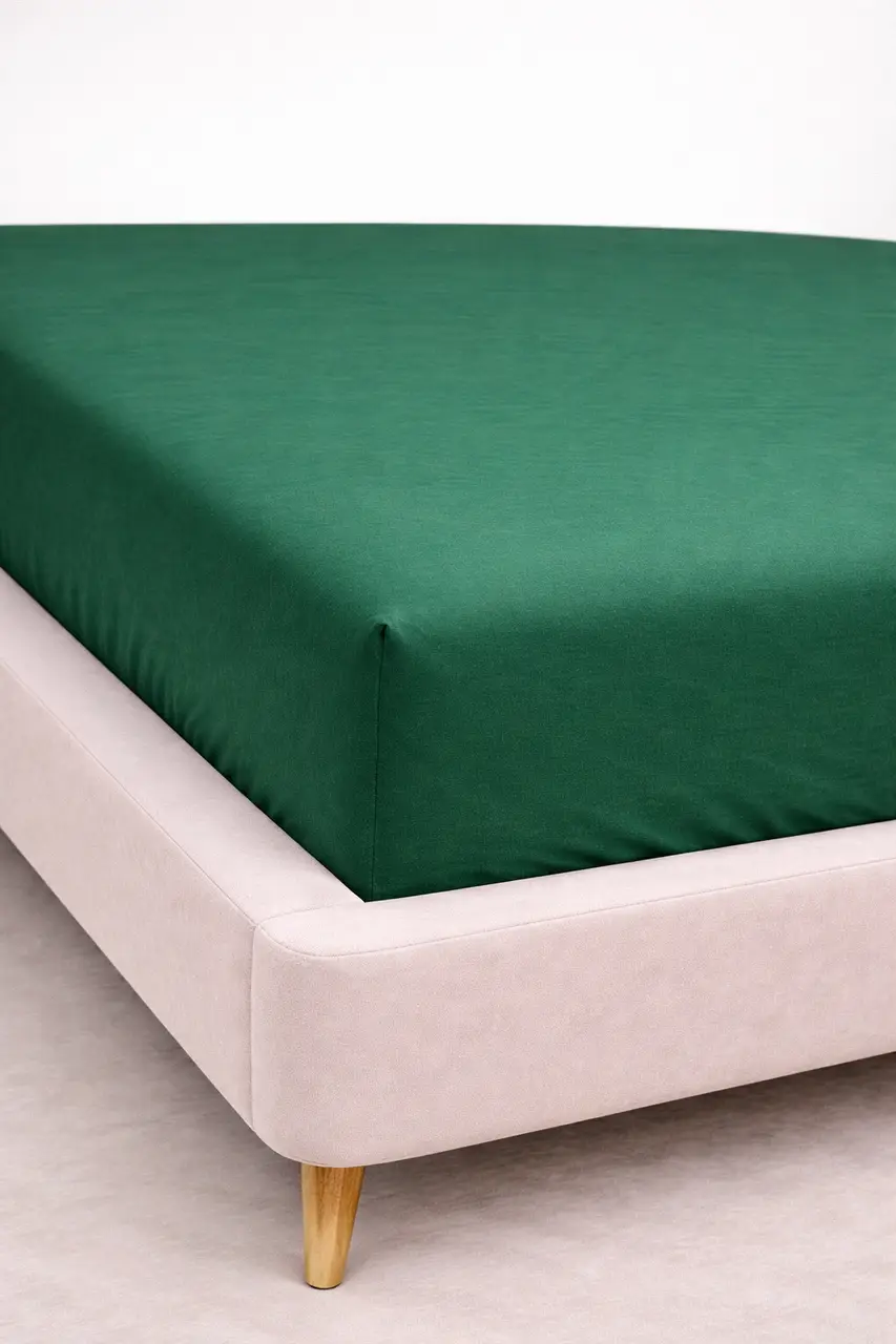 Простирадло на резинці Ecotton 90х200 см фланель бавовняне Green зеленого кольору