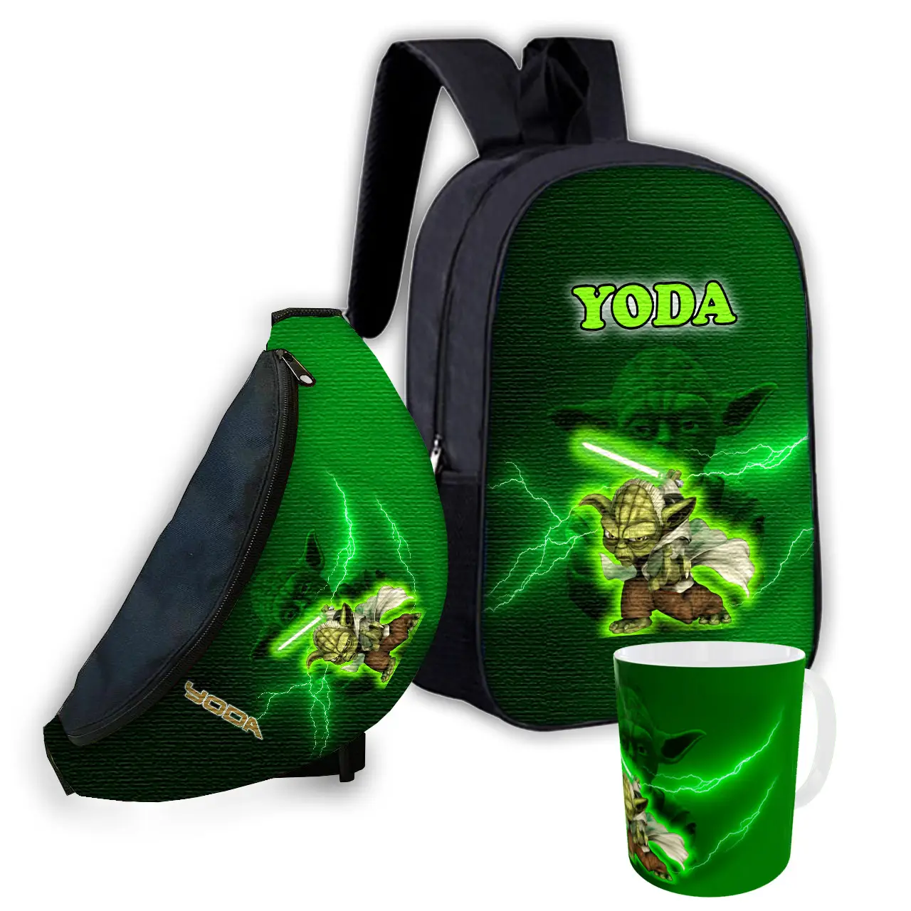 Набір дитячий Yoda Star Wars рюкзак 36х27см сумка-бананка, кружка з принтом для хлопчика (01655)