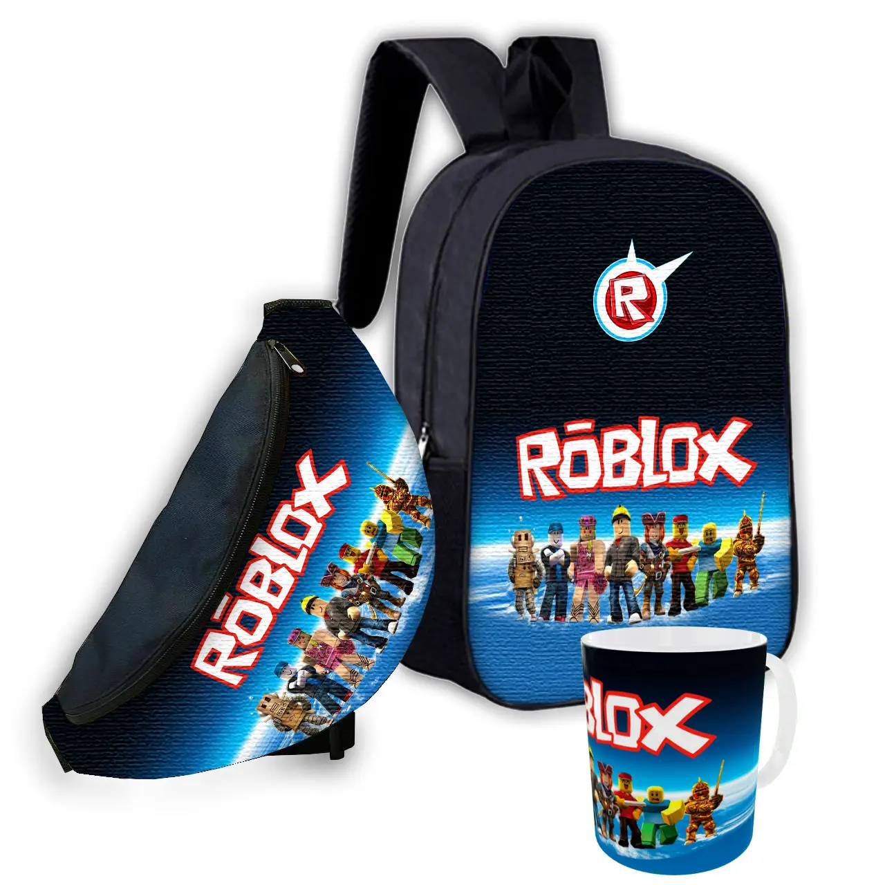 Набір дитячий Роблокс «Roblox» рюкзак 36х27см сумка-бананка, кружка з принтом для хлопчика (01581)