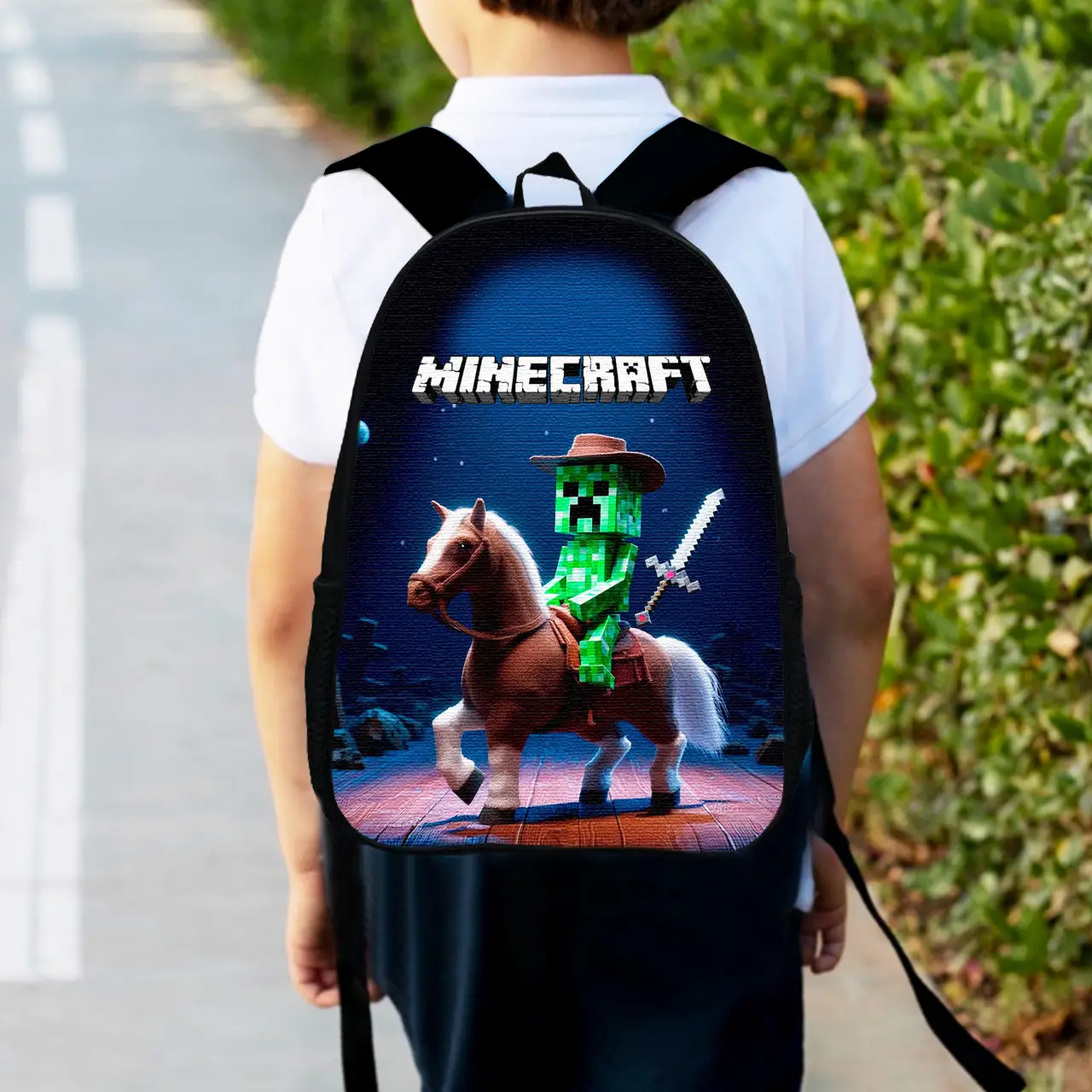 Рюкзак дитячий майнкрафт крипер на коні "Minecraft" 34х27см, міський ранець для хлопчика (00531)