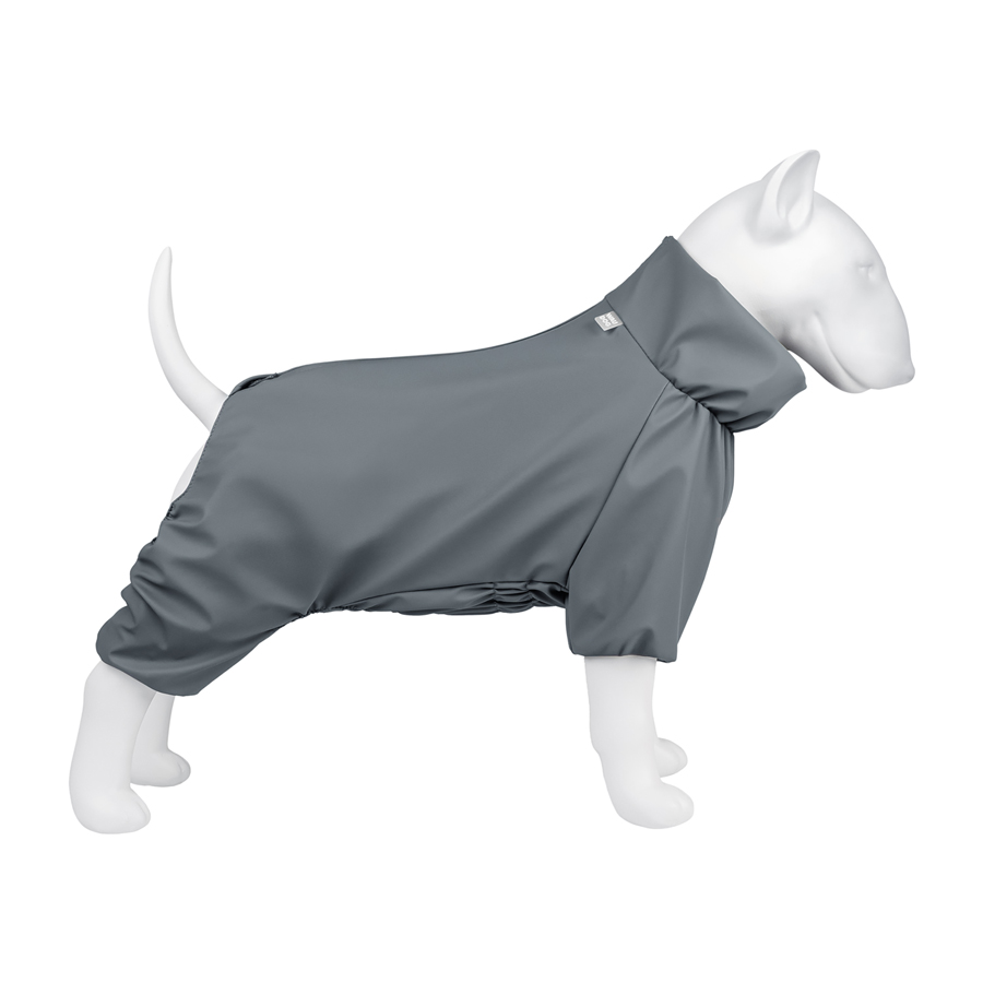 Дощовик для собак WAUDOG Clothes, водонепроникний, S35, В 47-51 см, С 35-39 см, сірий