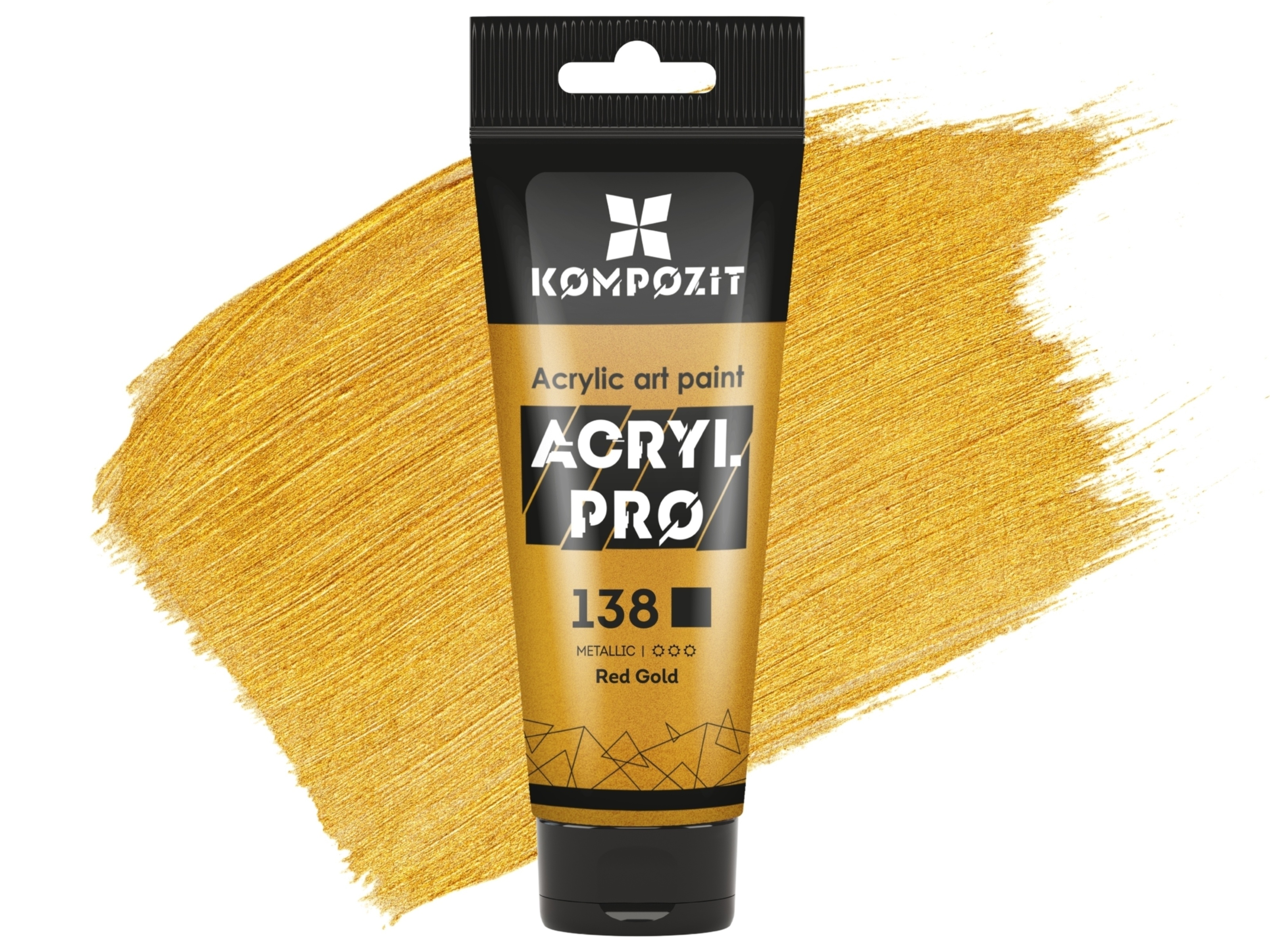 Фарба художня Серія "Металік" Acryl PRO ART Kompozit 75 мл, 138 червоне золото