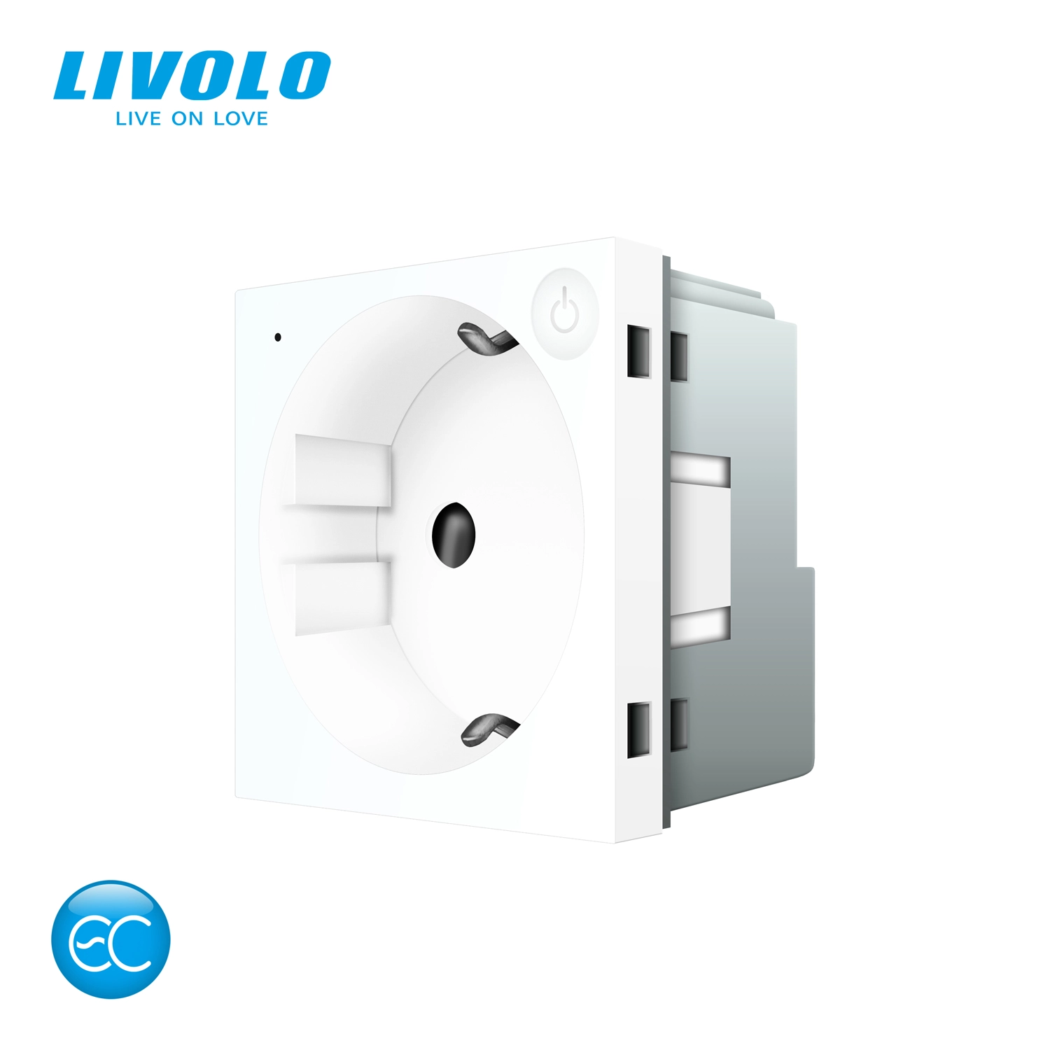 Розумна розетка LIVOLO біла з заземленням, шторки, керування зі смартфона, Alexa, Google Home, 16А 230В, модуль (VL-FCTC16AZ2-2WP)