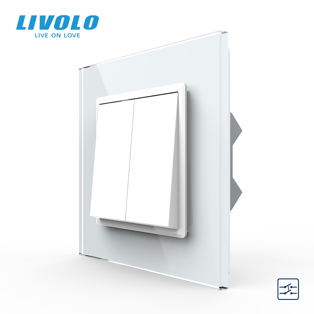 Двоклавішний перехресний вимикач Livolo білий (VL-C7FCMM10A-1WP)