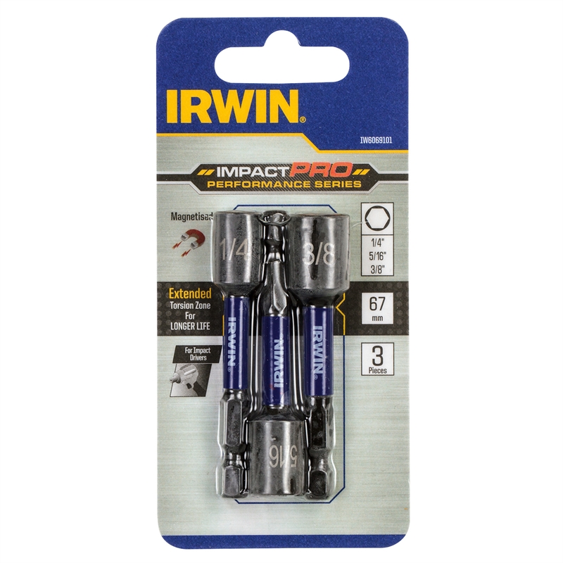 Набір тримачів шурупів торсіонних Impact Pro Performance 7/8/10x65 мм 3 шт, Irwin IW6069120