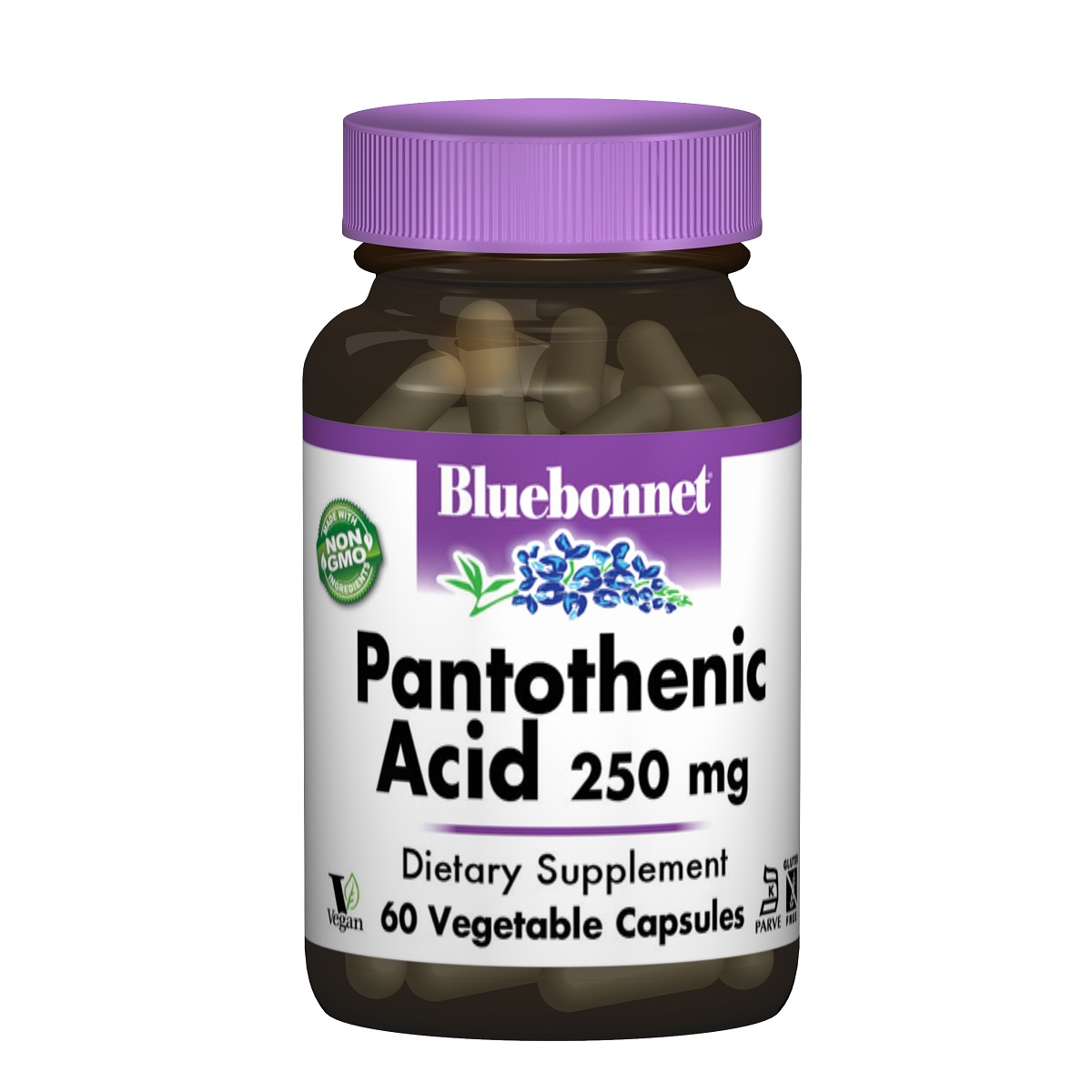 Пантотенова Кислота (B5) 250мг, Bluebonnet Nutrition, 60 вегетаріанських капсул