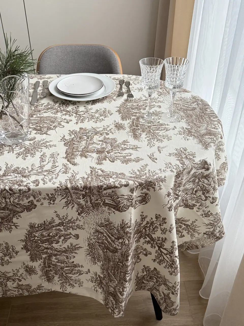 Скатертина столова Ecotton DUCK 170х200 см водовідштовхувальна Italiano бежевий (30497 Beige)