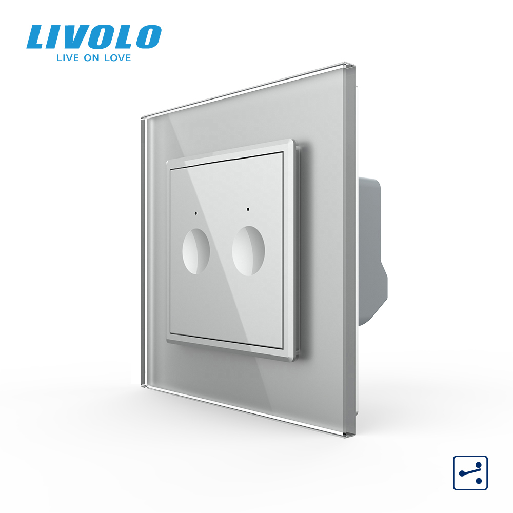 Сенсорний прохідний/перехресний вимикач Sense 2 сенсора Livolo сірий (722000415)