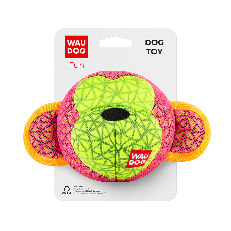 Іграшка для собак WAUDOG Fun, "Мавпа",  Ш 16 см, Дл 10 см рожевий
