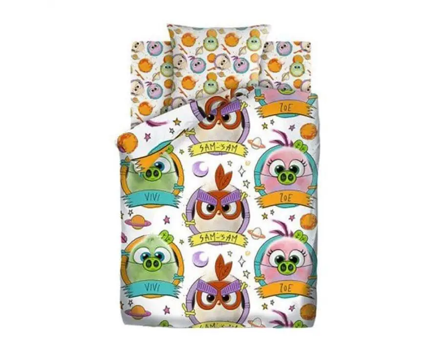Комплект постільної білизни TAC Angry Birds 2 полуторний 143х215 см з бавовни Пташенята