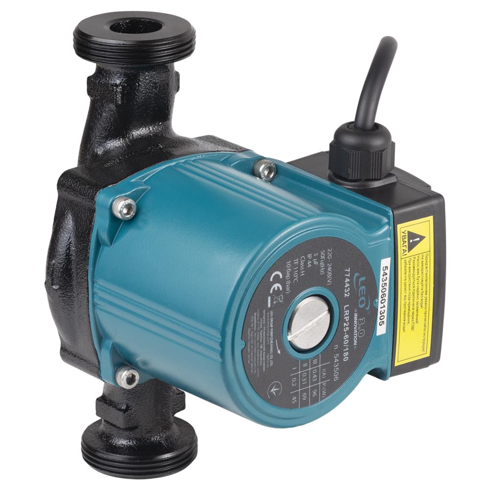 Насос циркуляционный 96Вт Hmax 6м Qmax 66л/мин Ø1½" 180мм + гайки Ø1" LEO 3.0 LRP25-60/180 (774432)