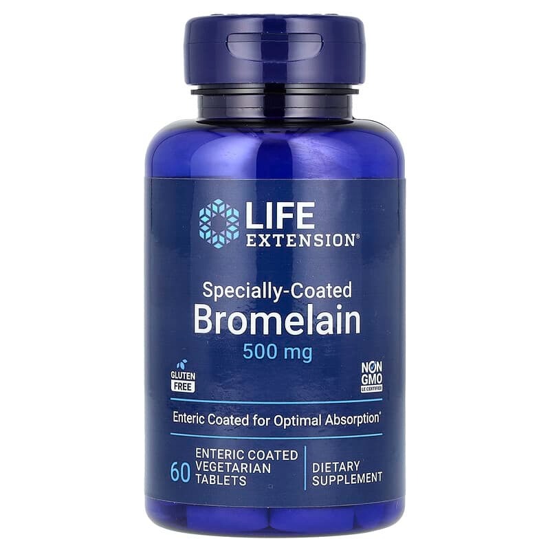 Бромелайн у кишковорозчинній оболонці, 500 мг, Specially-Coated Bromelain, Life Extension, 60 вегетаріанських таблеток