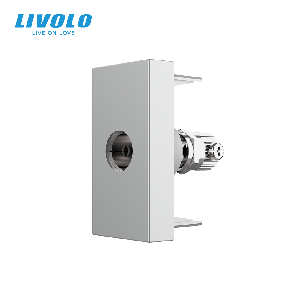 Телевізійна розетка LIVOLO, сіра, модуль 0.5 поста, TV гніздо для антени / ресивера (VL-FCTV-1IP)