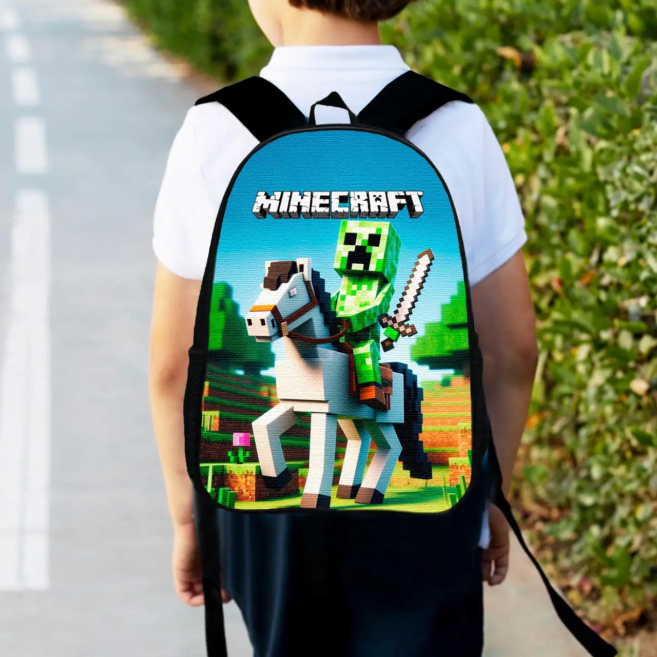 Рюкзак дитячий майнкрафт крипер на коні "Minecraft" 34х27см, міський ранець для хлопчика (00533)