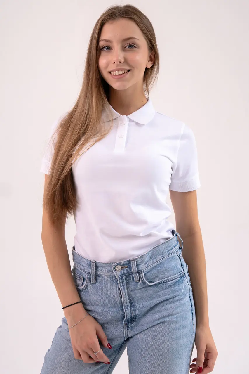 Біла футболка поло жіноча CLASSIC 95/5