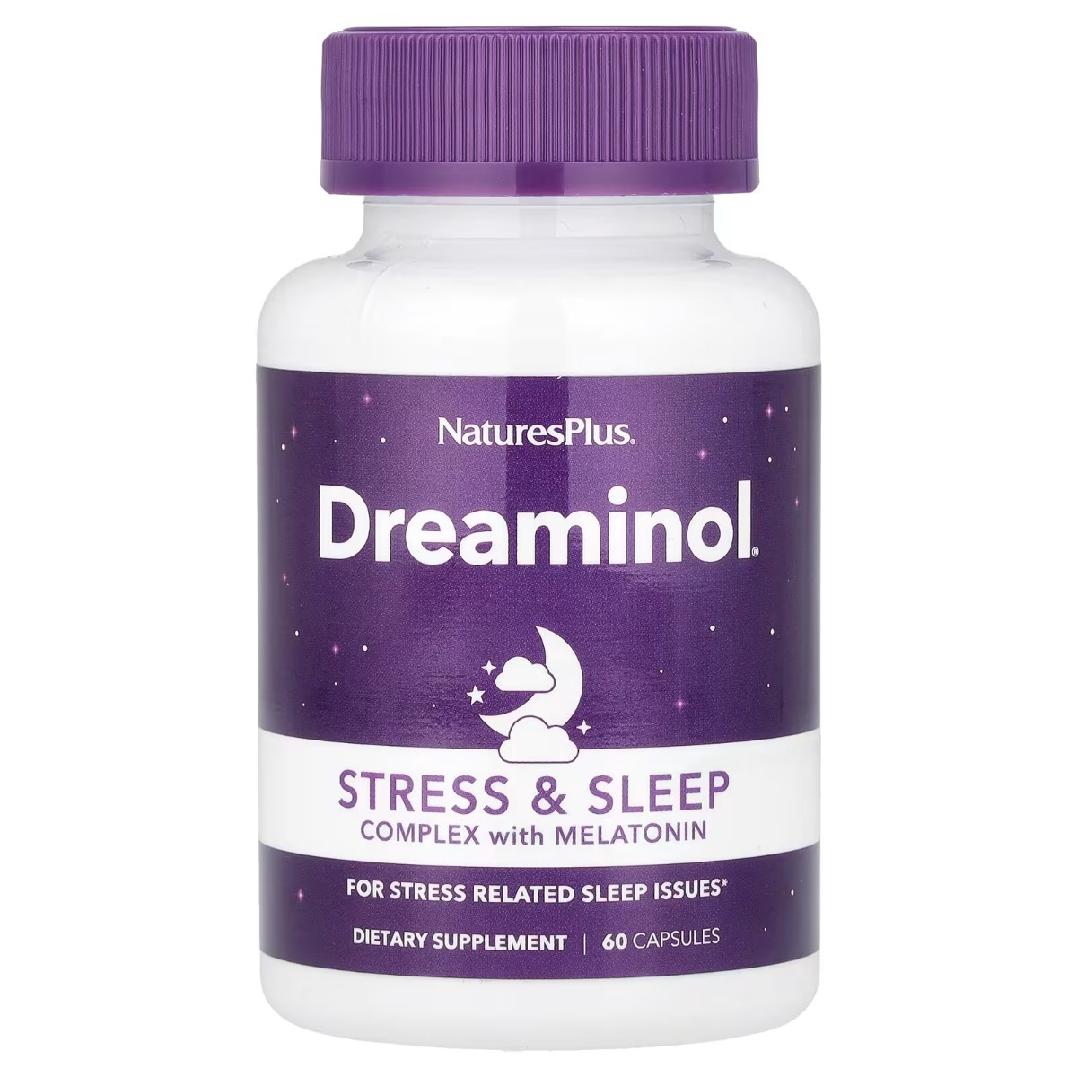 Комплекс для зняття стресу з мелатоніном, Stress & Sleep Complex, with Melatonin, Natures Plus, 60 капсул