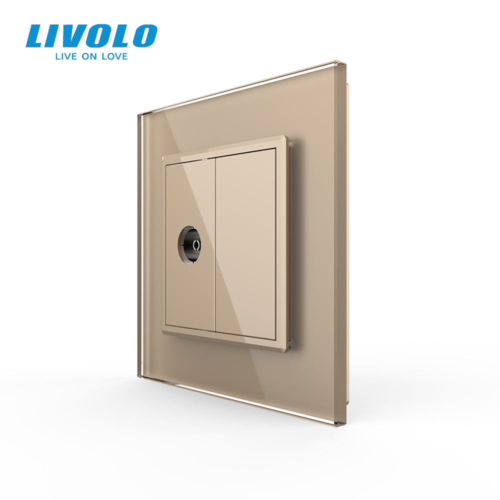 Розетка телевізійна Livolo золото скло (VL-C791V-13)