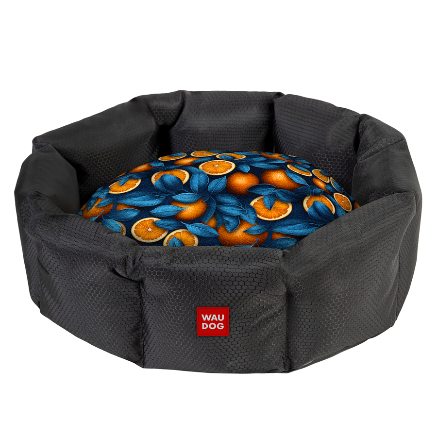 Лежанка для собак WAUDOG Relax, малюнок "Апельсини", M, Ш 42 см, Д 52 см, В 19 см
