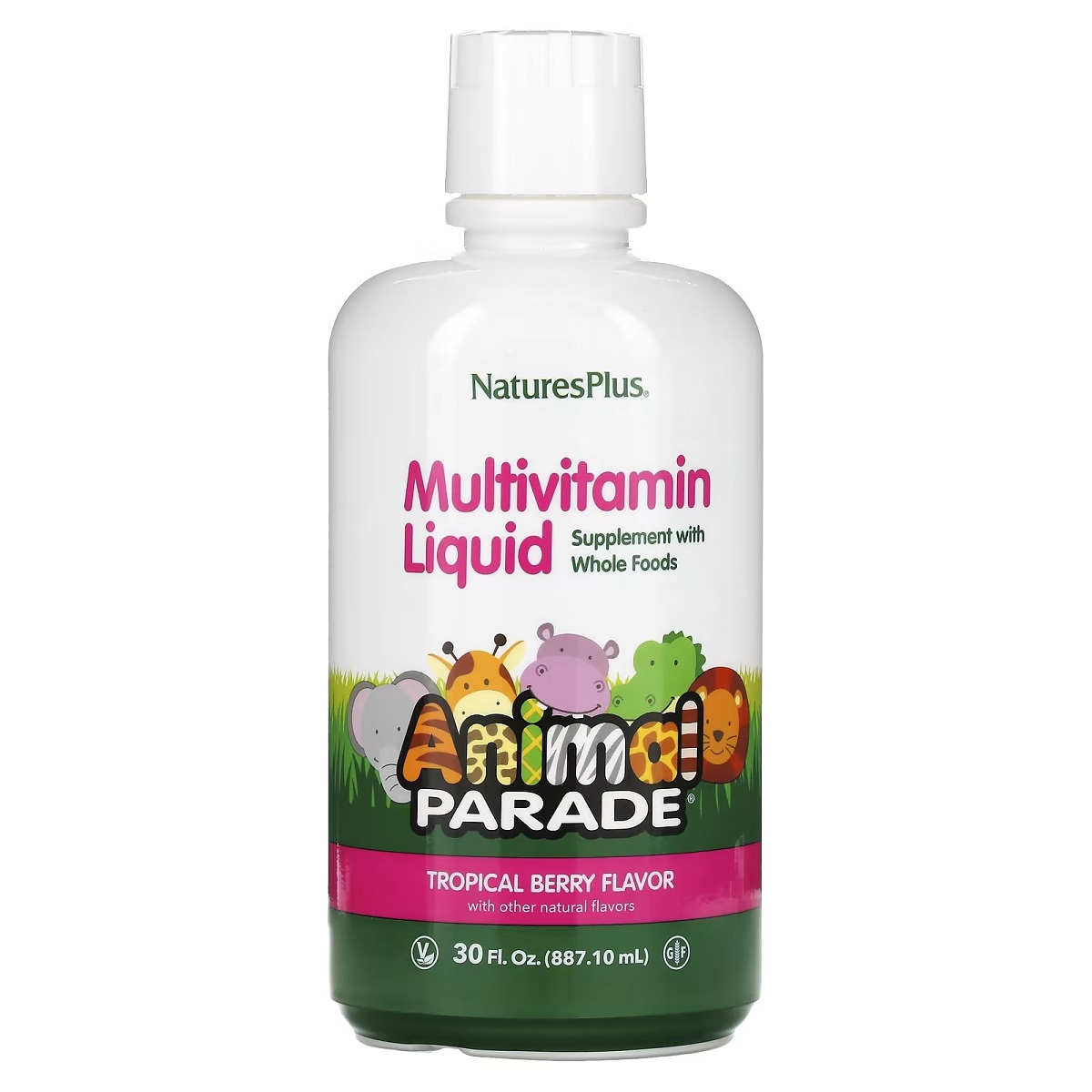 Рідкі дитячі мультивітаміни, тропічний смак, Animal Parade, Multivitamin Liquid, Natures Plus, 887 мл