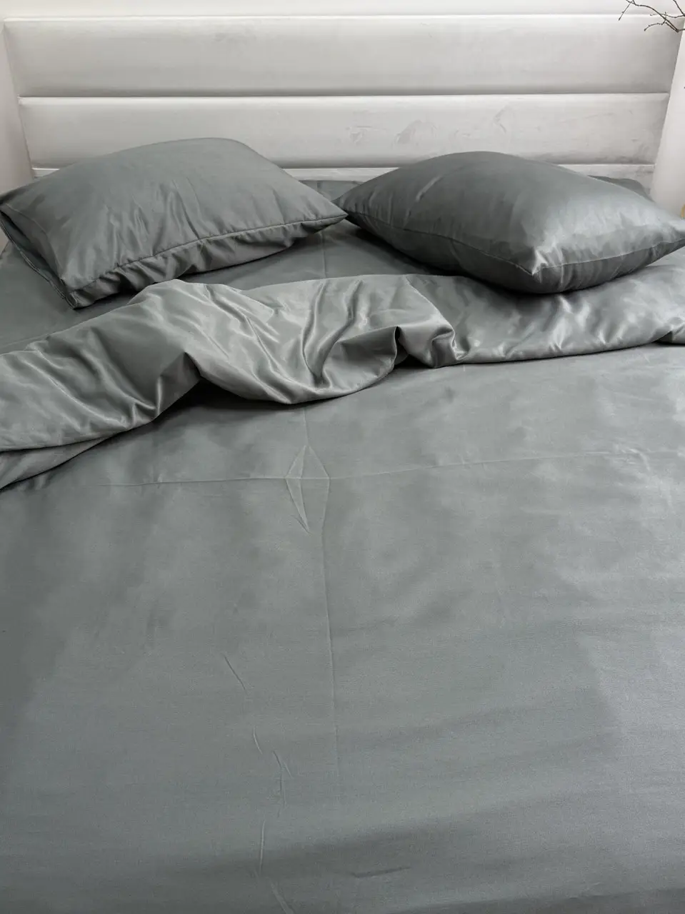 Комплект постільної білизни Ecotton Євро 210х220 см однотонний сірий Nid Grey