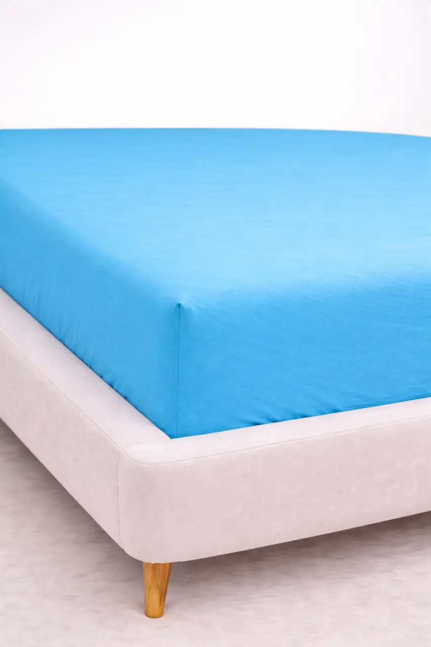 Простирадло на резинці Ecotton 160х200 см фланель бавовняне Blue sky блакитний
