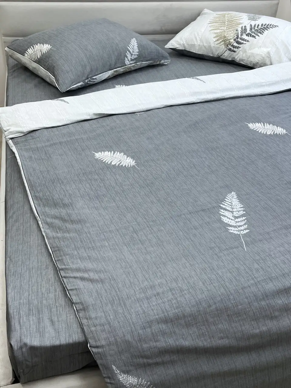 Підковдра на блискавці Ecotton полуторний 150х215 см із сатину сірого кольору двостороння