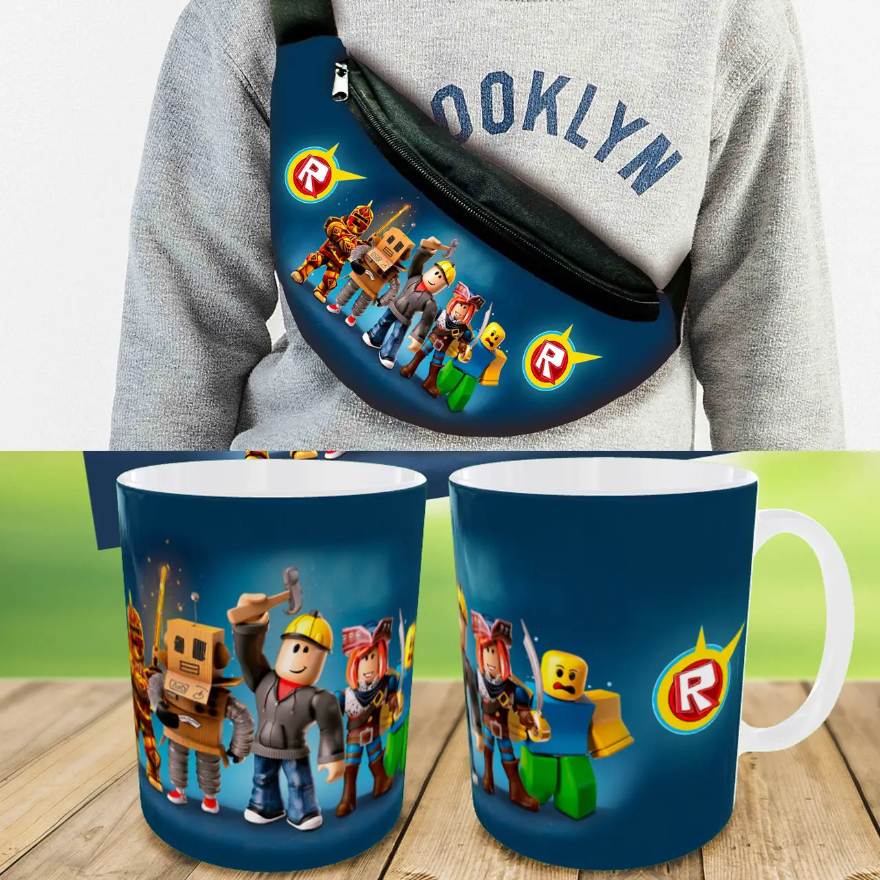 Подарунковий набір: Сумка-бананка + Кружка Роблокс "Roblox", дитячий, для хлопчика (00201)