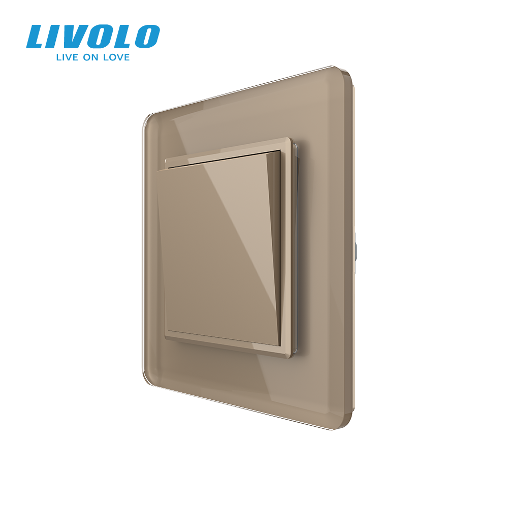 Вимикач універсальний 1-клавішний LIVOLO золотий 2.5D скло 250В 10А