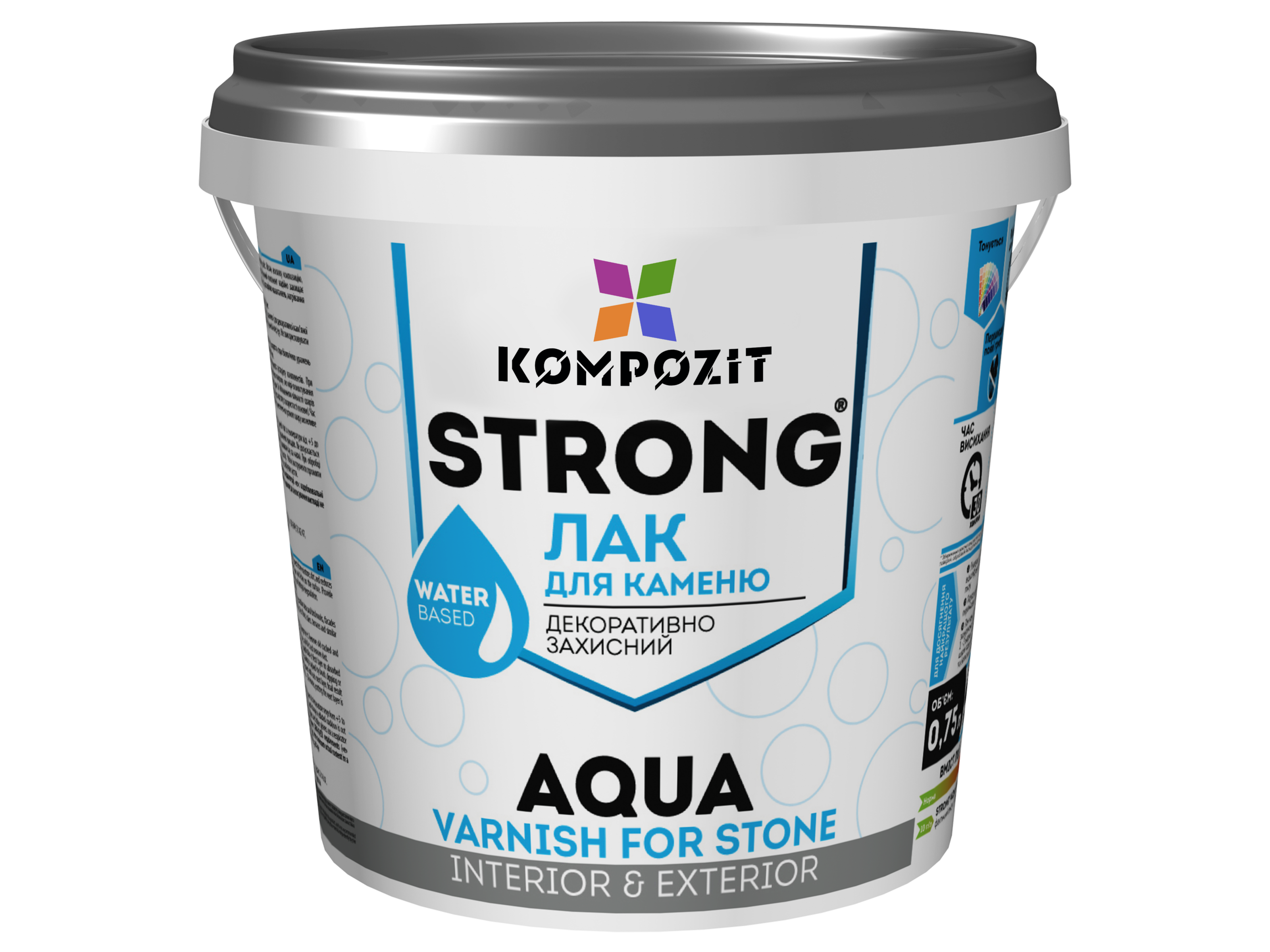 Лак для каменю STRONG® AQUA, 0,75 л, Безбарвний