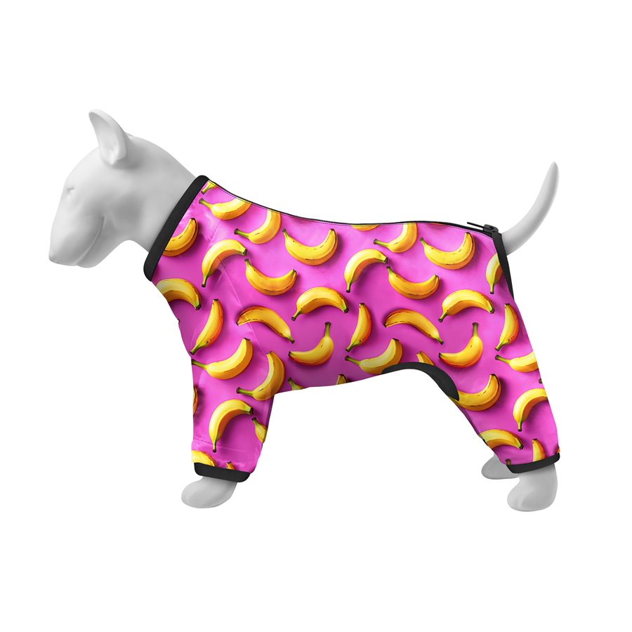 Вітровка для собак WAUDOG Clothes, малюнок "Банани на рожевому", XS22, В 30-34 см, С 19-21 см