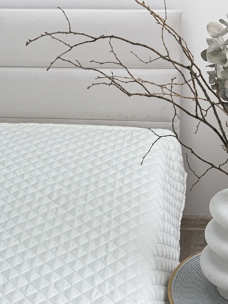 Покривало Ecotton 220х240 см антиалергенне з полісатину молочного кольору Cream White