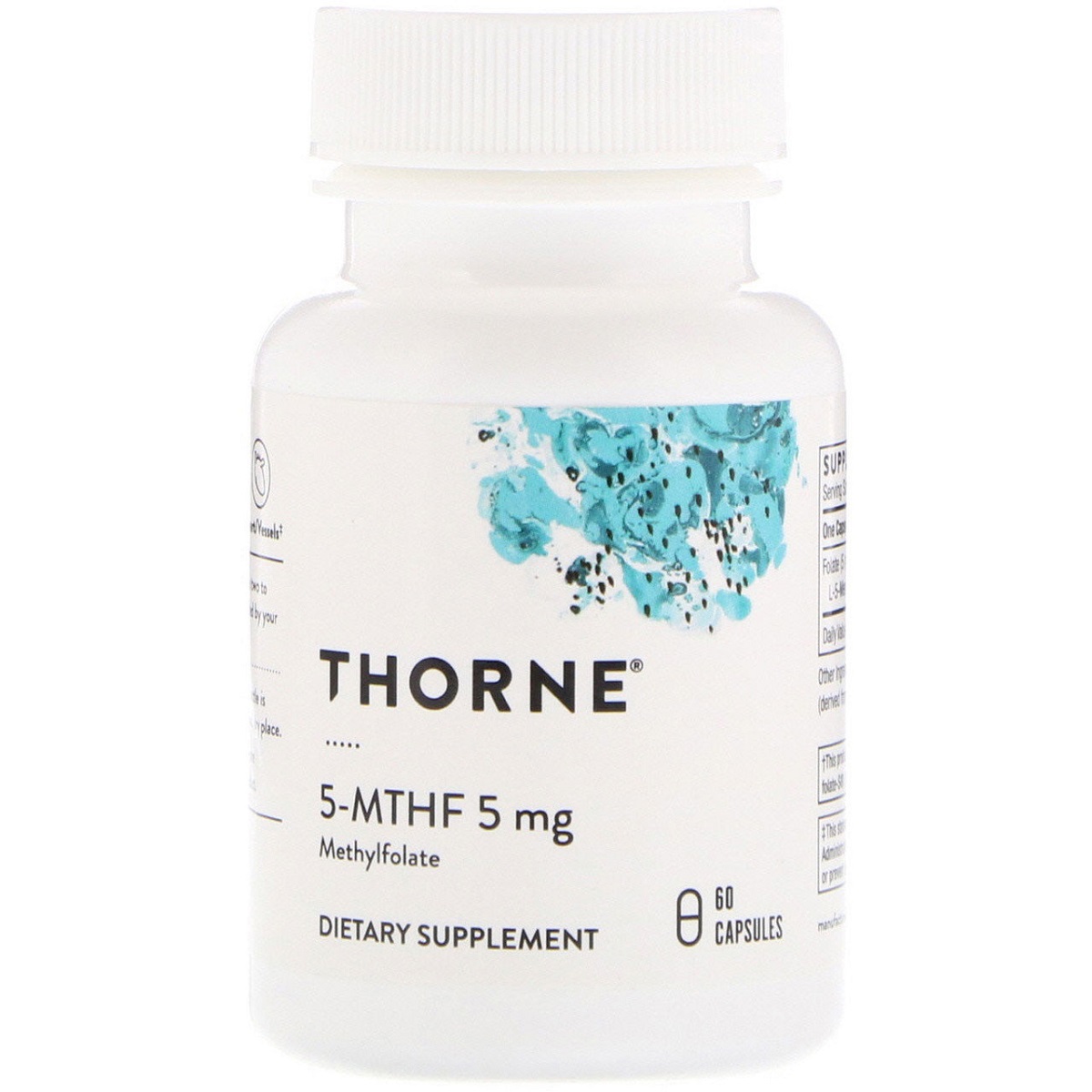 Фолат, 5-МТГФ, 5-MTHF, Thorne, 5 мг, 60 капсул