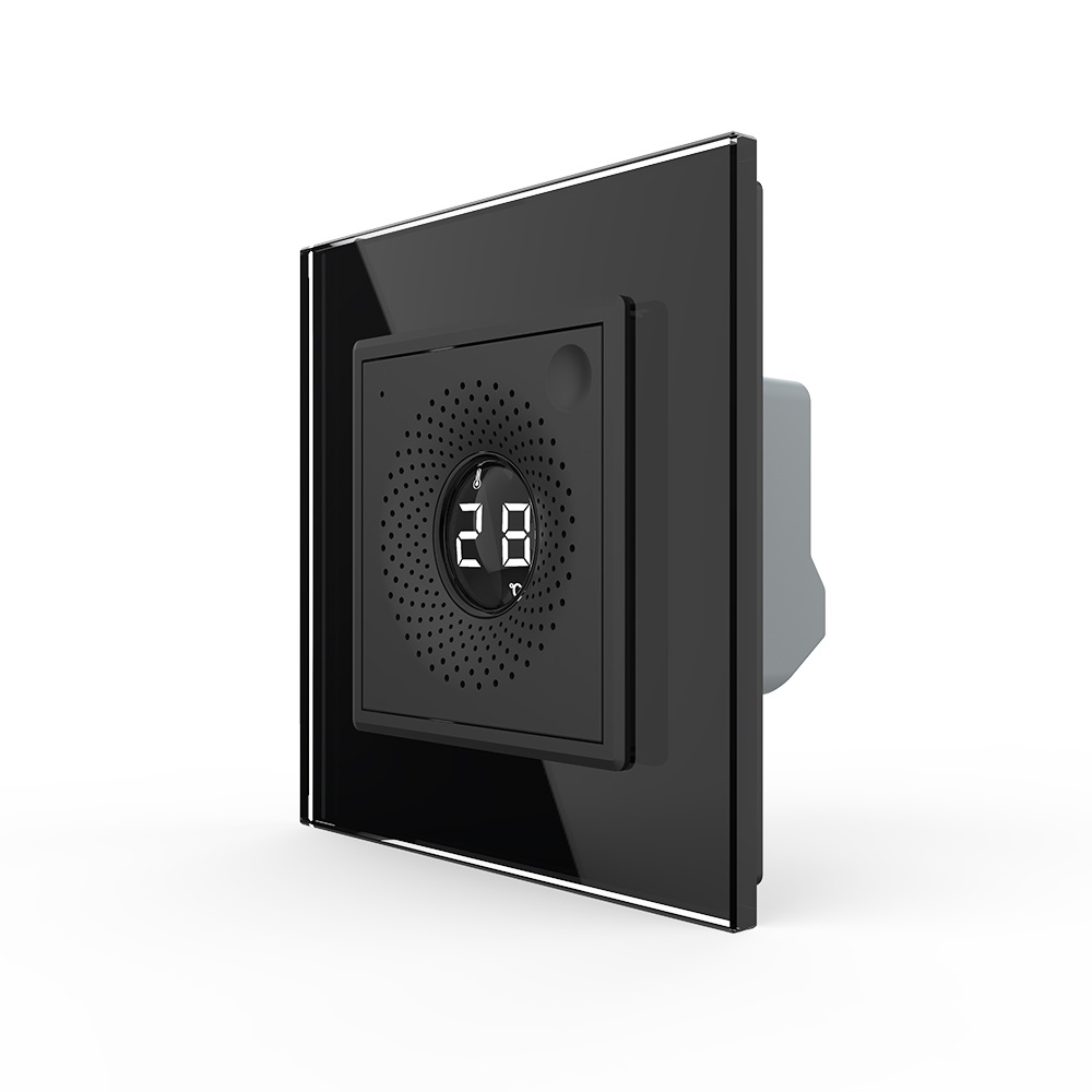 Розумний датчик температури та вологості ZigBee (термометр-гігрометр) LIVOLO чорний, 2.5D скляна рамка