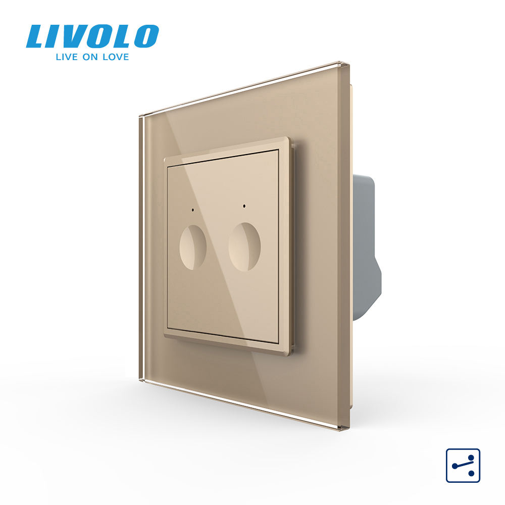 Сенсорний прохідний/перехресний вимикач Sense 2 сенсора Livolo золото (722000413)